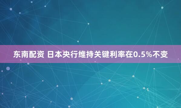 东南配资 日本央行维持关键利率在0.5%不变